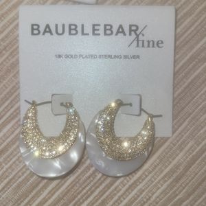 BAUBLEBAR FINE 18 K STERLING SILVER GOLD WHITE HOOP EARRINGS NEW ORIGINAL PACKAG